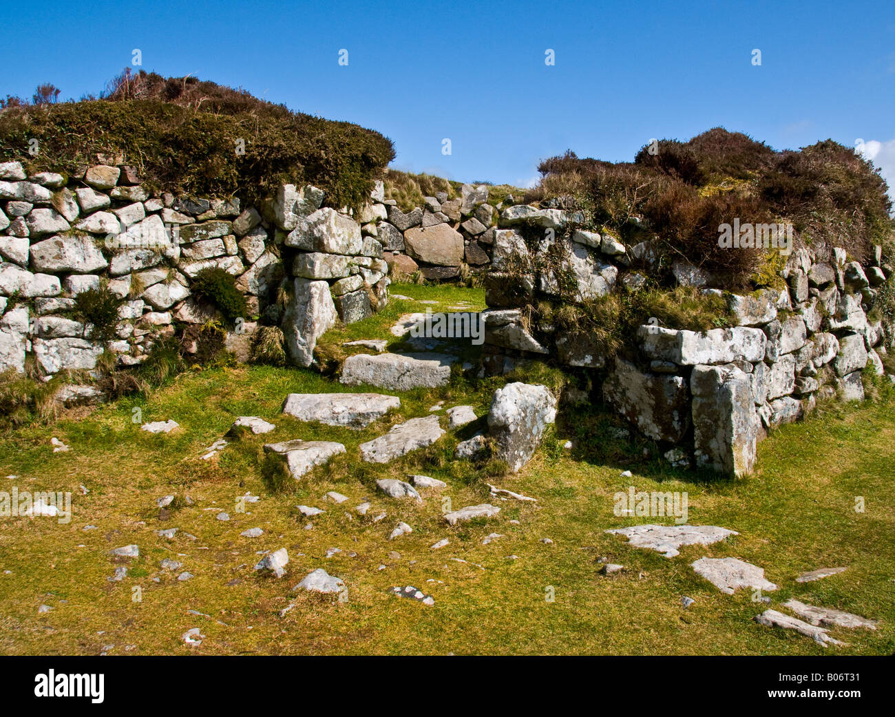 Archeologia - i resti archeologici di un antico Romano British Village at Chysauster in Cornovaglia. Foto Stock