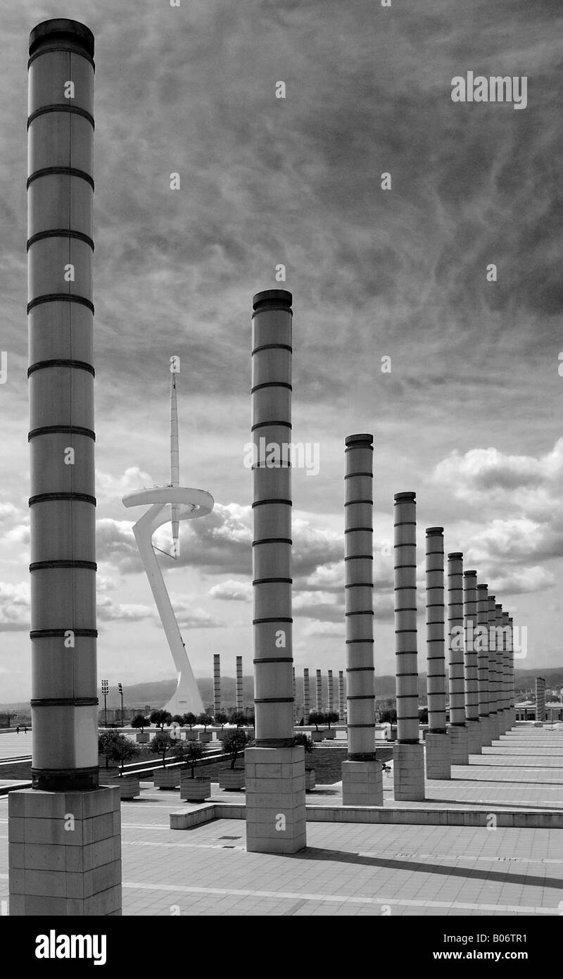 La torre delle comunicazioni presso Montjuic barcellona catalogna Spagna Foto Stock
