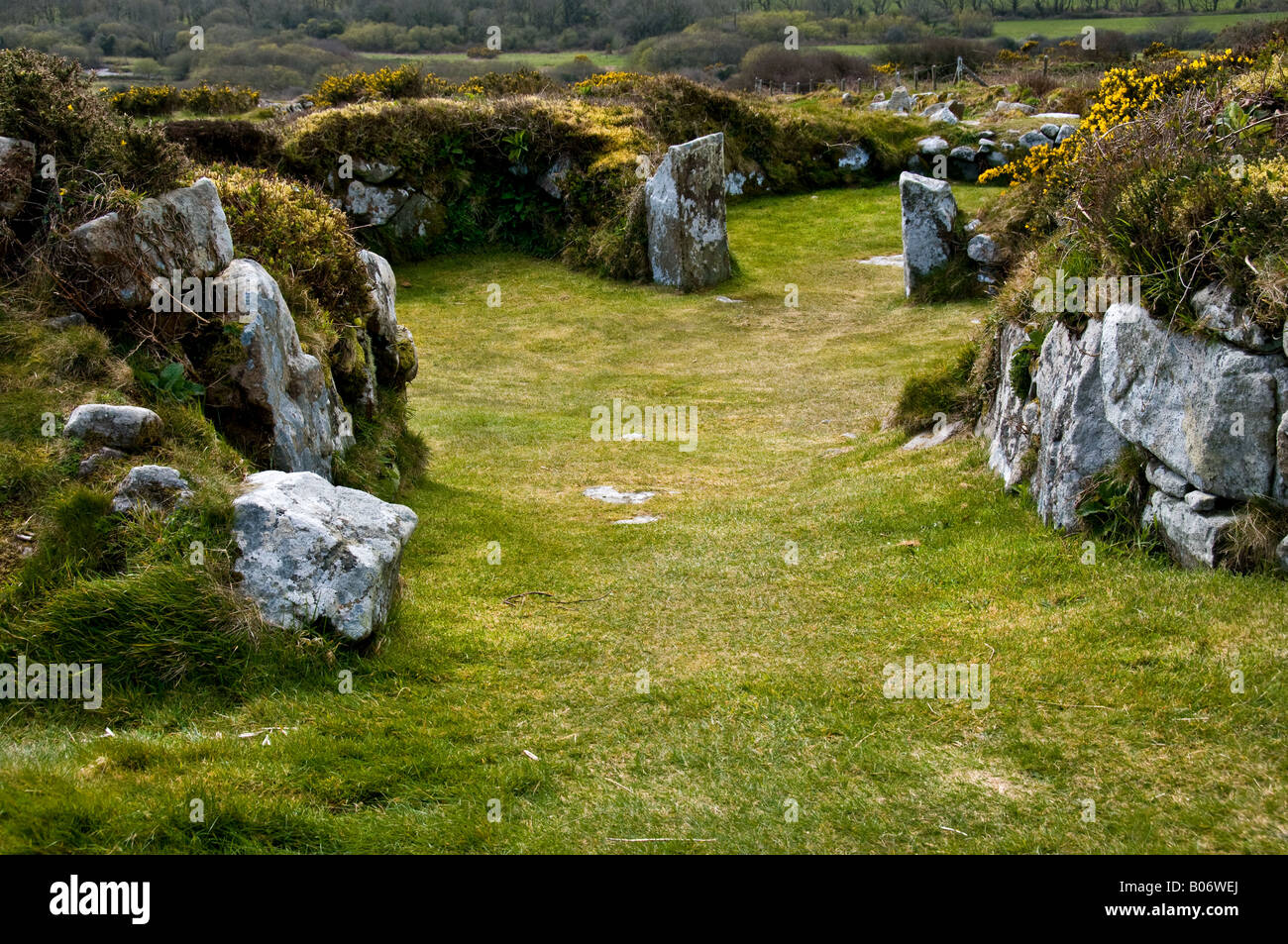 Archeologia - i resti archeologici di un antico Romano British Village at Chysauster in Cornovaglia. Foto Stock