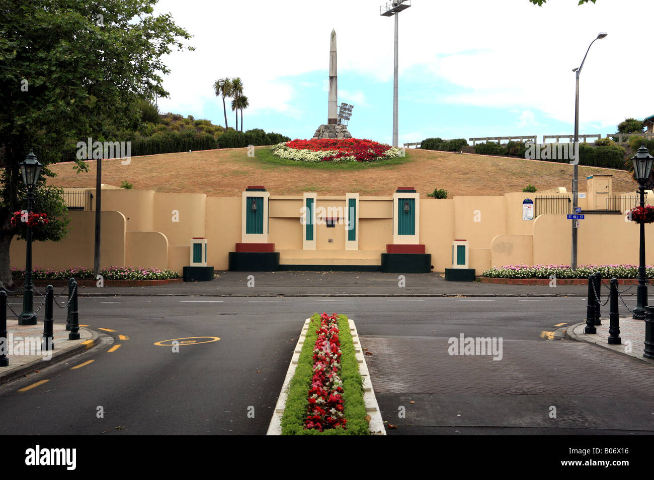 Art Deco ingresso ai giardini di cuochi Whanganui Wanganui Isola del nord della Nuova Zelanda. Foto Stock