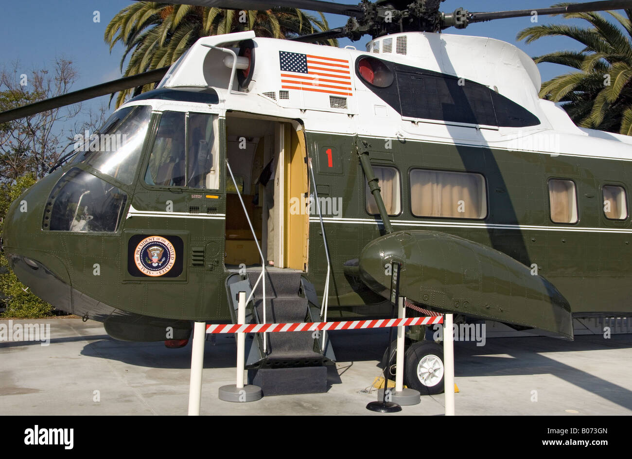 Elicottero presidenziale a Richard Nixon Presidential museo e biblioteca in Yorba Linda CA Foto Stock