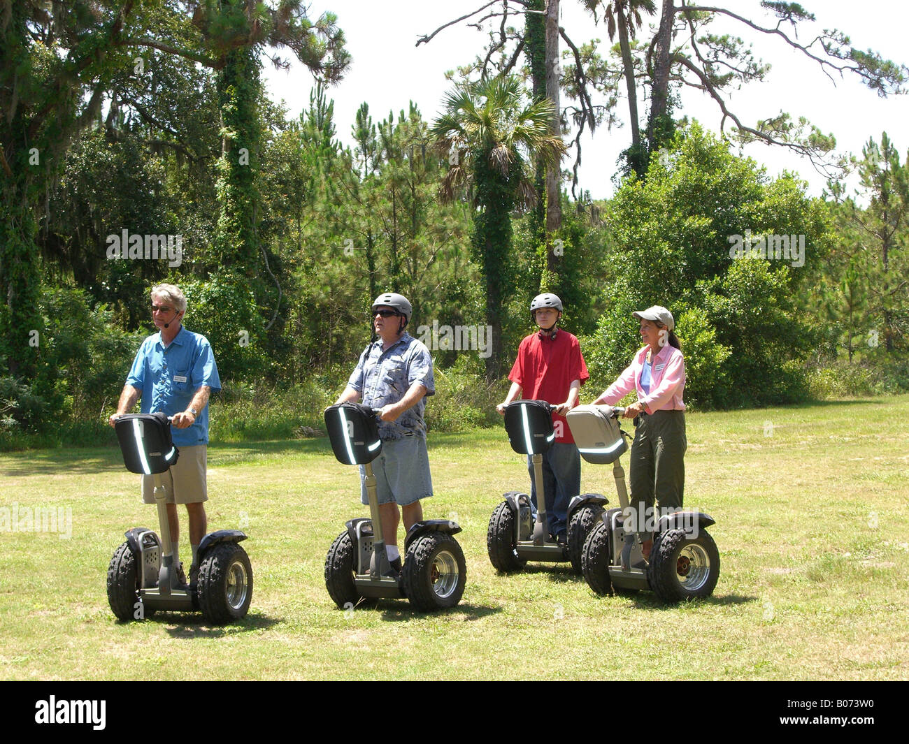 Quattro piloti Segway Foto Stock