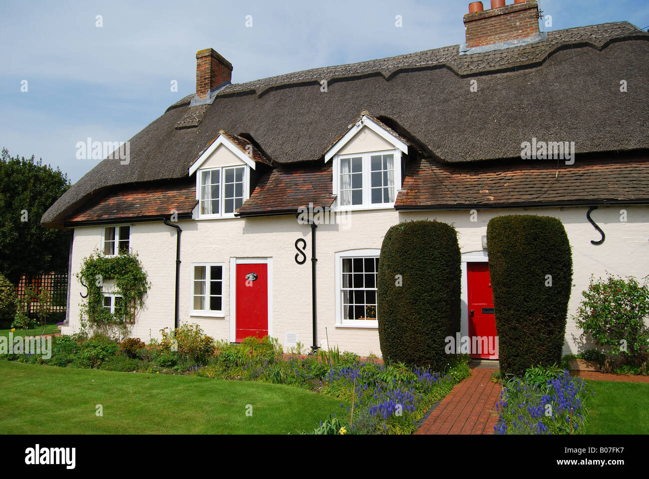 Paese di paglia cottage, Denmead, Hampshire, Inghilterra, Regno Unito Foto Stock