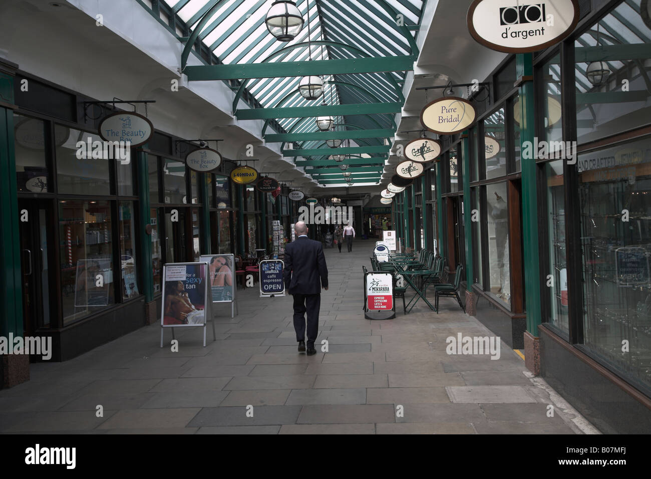 Victorian galleria shopping vicino alla stazione di Liverpool Street, Londra, Inghilterra Foto Stock