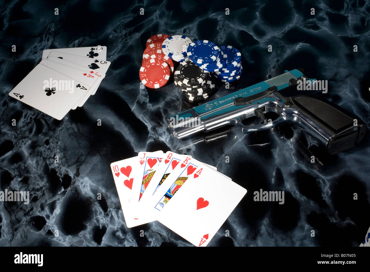 Kartenspiel poker gioco di carte Foto Stock