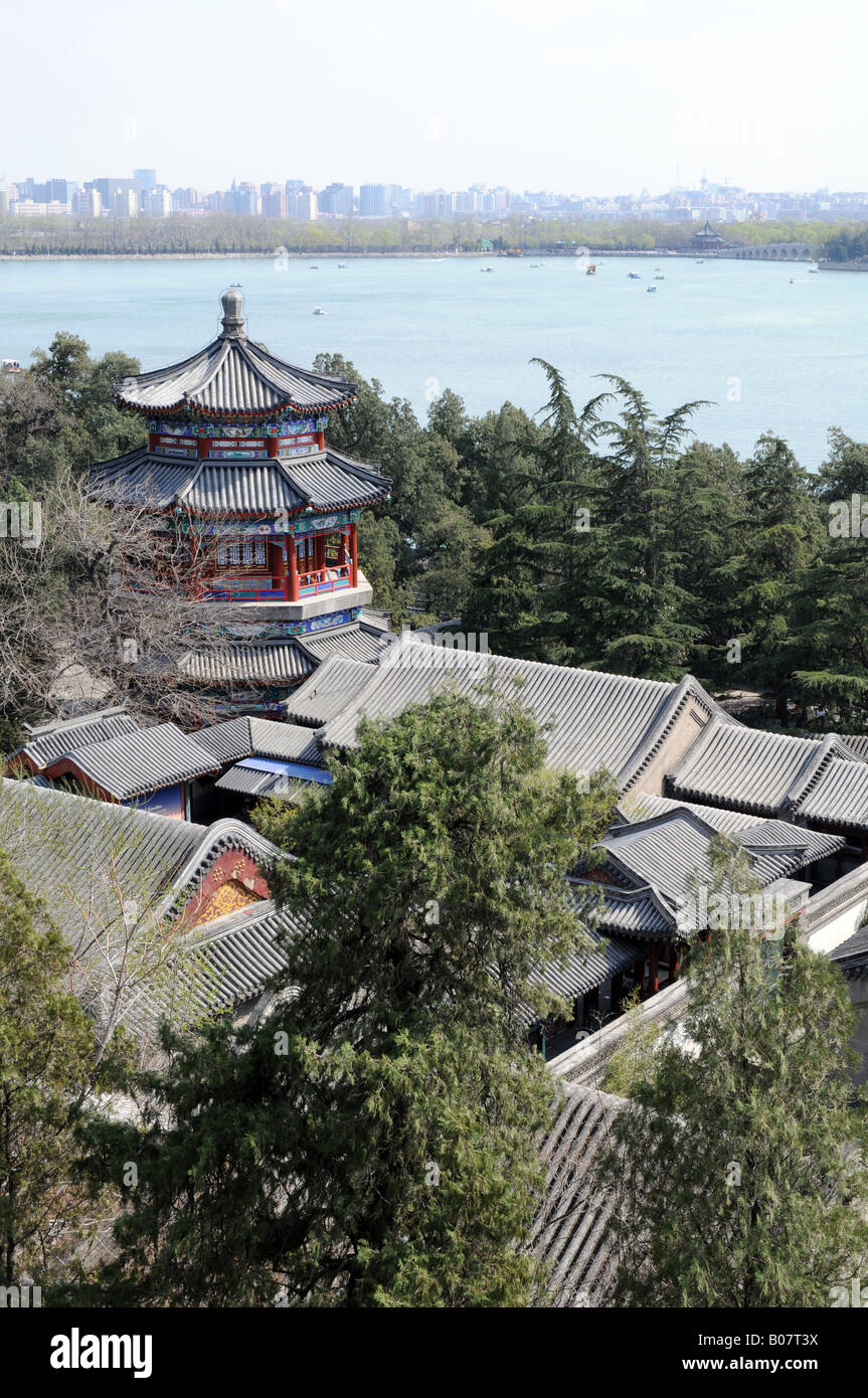 Padiglione della scena della montagna e l'acqua brillanza presso il Palazzo Estivo o giardino coltivato di armonia (Yiheyuan) Pechino Foto Stock