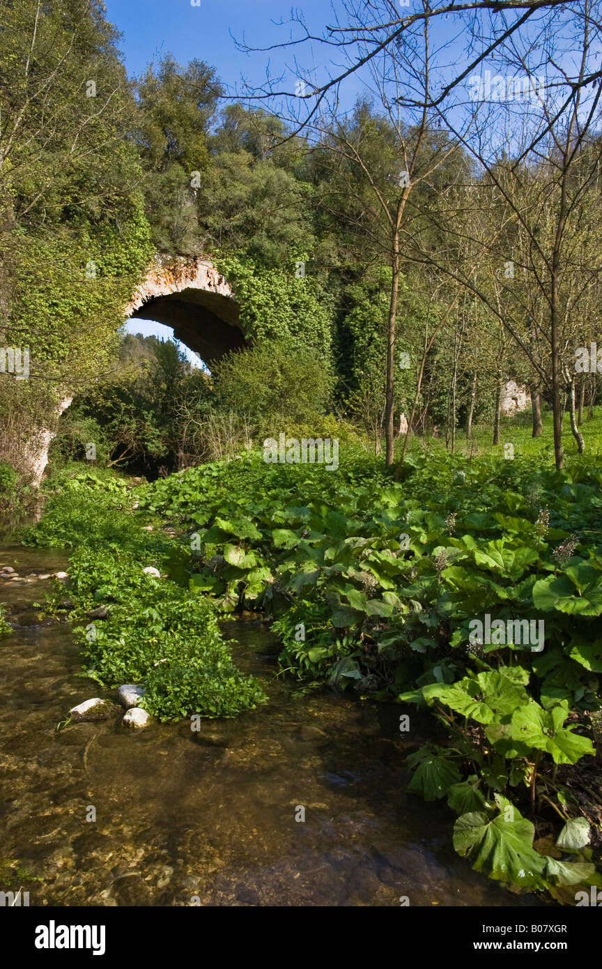 I resti archeologici di acquedotto romano Foto Stock