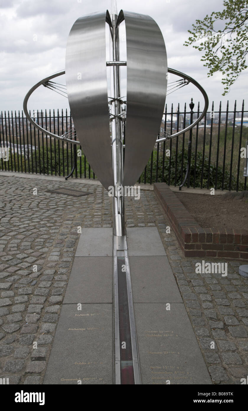 Il primo meridiano linea Royal Observatory, Greenwich, Londra, Inghilterra Foto Stock