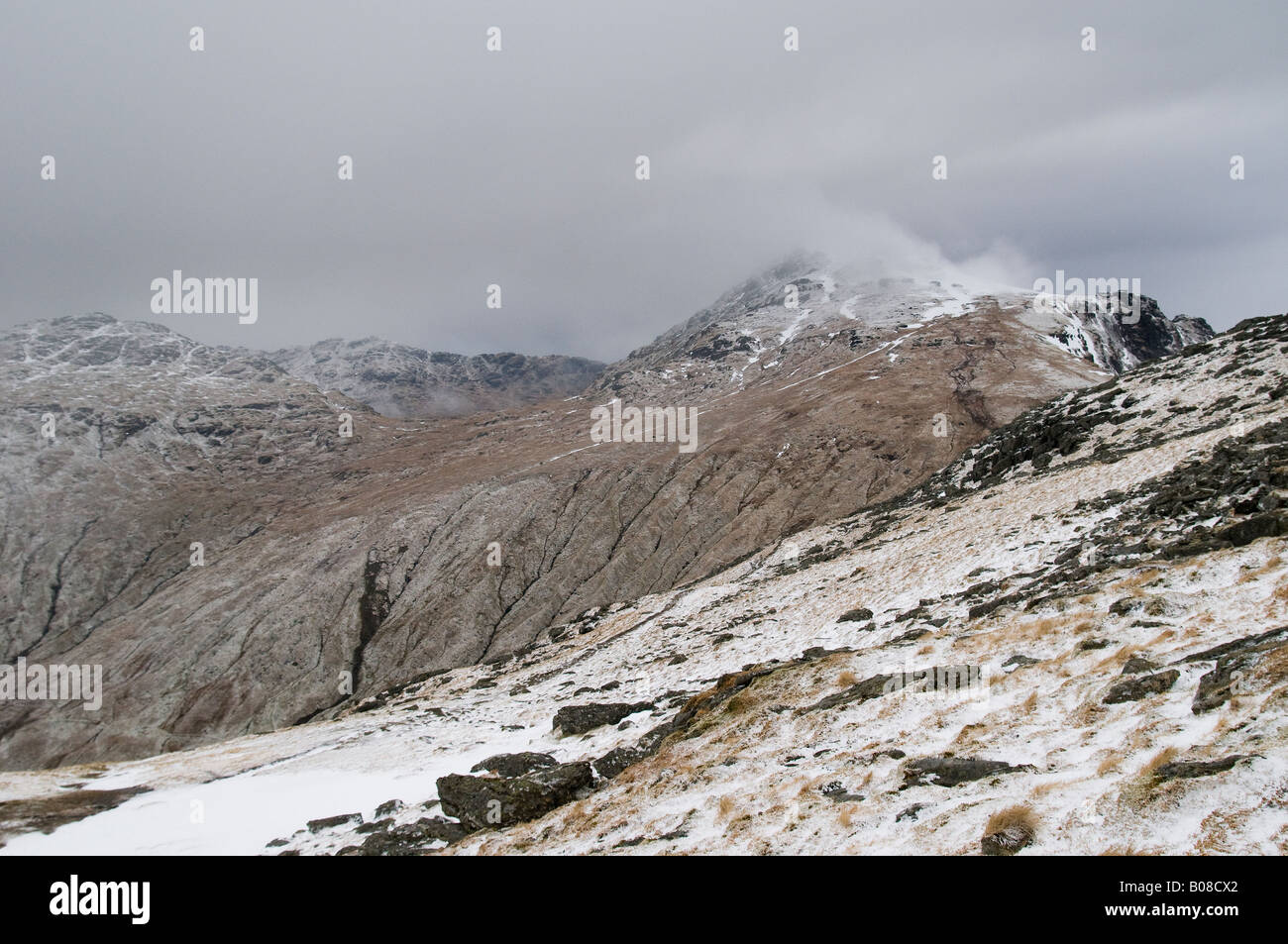 Beinn Ime in Arrochar Alpi, inverno Foto Stock