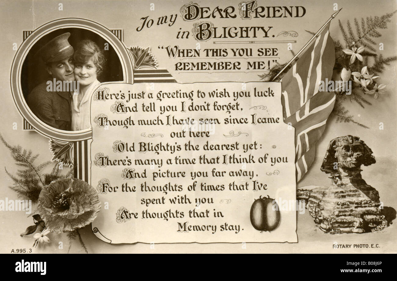 Prima Guerra Mondiale cartolina WW1 1914 1918 1914-1918 per solo uso editoriale Foto Stock