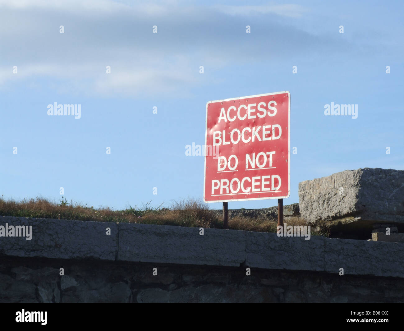 Accesso bloccato non procedere cartello stradale Foto Stock