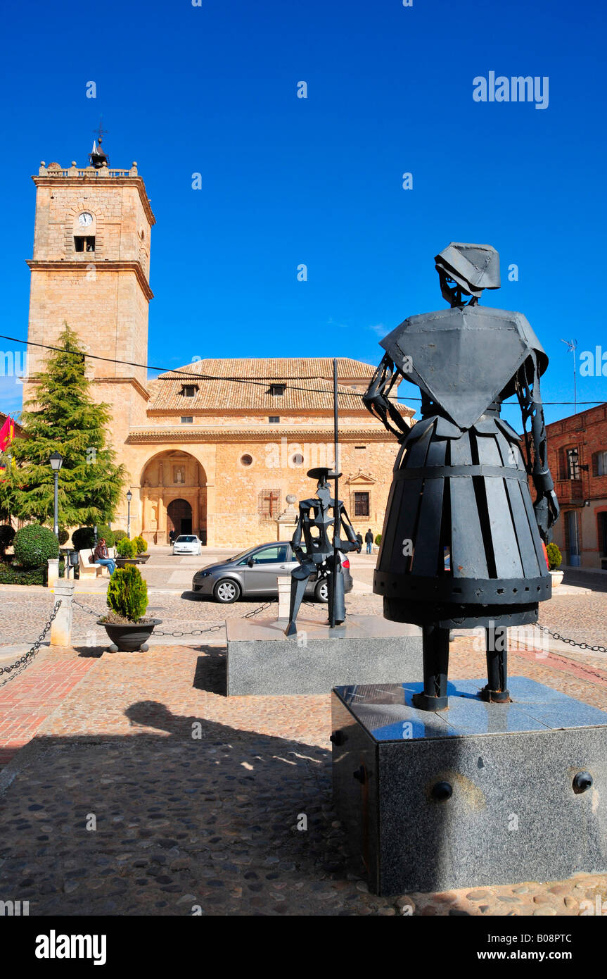 Don Chisciotte e il suo amore Dulcinea del Toboso monumento, El Toboso, Castilla-La Mancha regione, Spagna Foto Stock