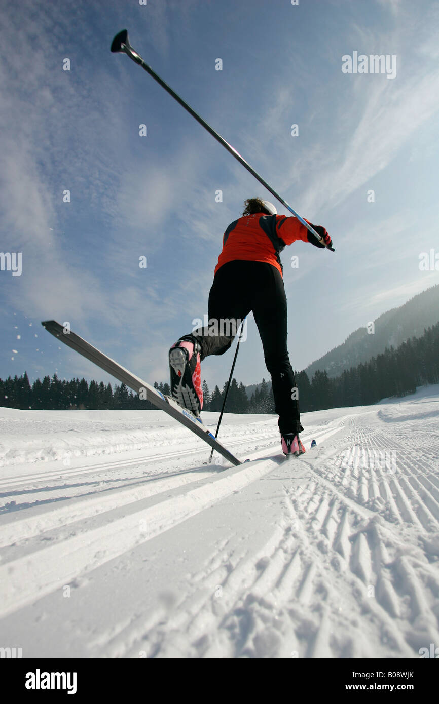 Femmina di cross-country sciatore, stile classico Foto Stock