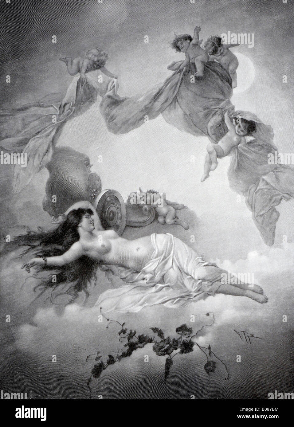 'Die Nacht, ' xilografia raffigurante "La Notte' dal 'Moderne Kunst di Meisterholzschnitten' 1903 Foto Stock