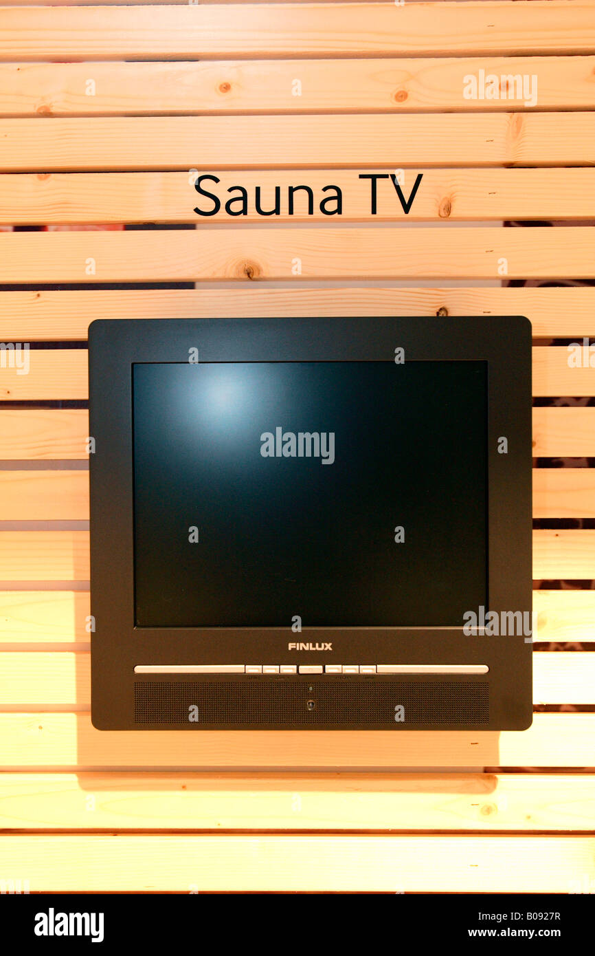 Sauna TV, TV in una sauna, spento Foto Stock