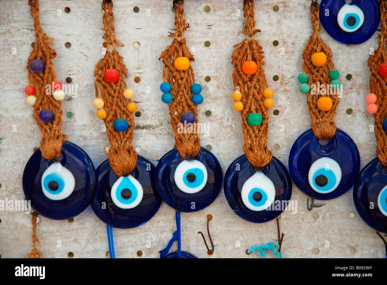 Hamsa, occhio di Fatima, mano di Fatima amuleti per la protezione contro il malocchio, Anatolia, Turchia Foto Stock