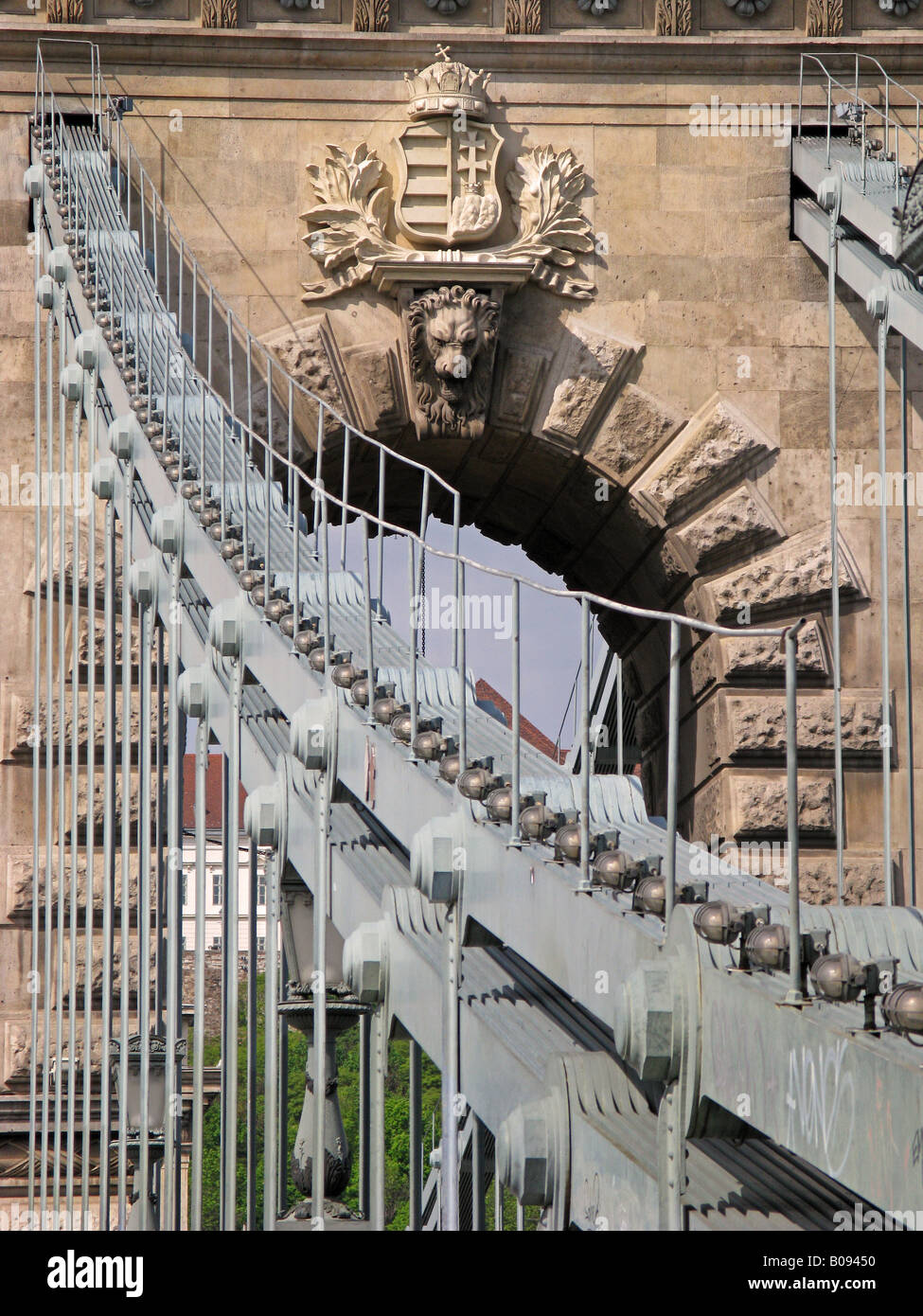 BUDAPEST, UNGHERIA. Il Lanchid ponte sul fiume Danubio. Foto Stock