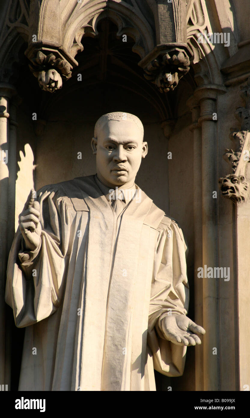 Martin Luther King statua, l'Abbazia di Westminster, Londra, Inghilterra Foto Stock