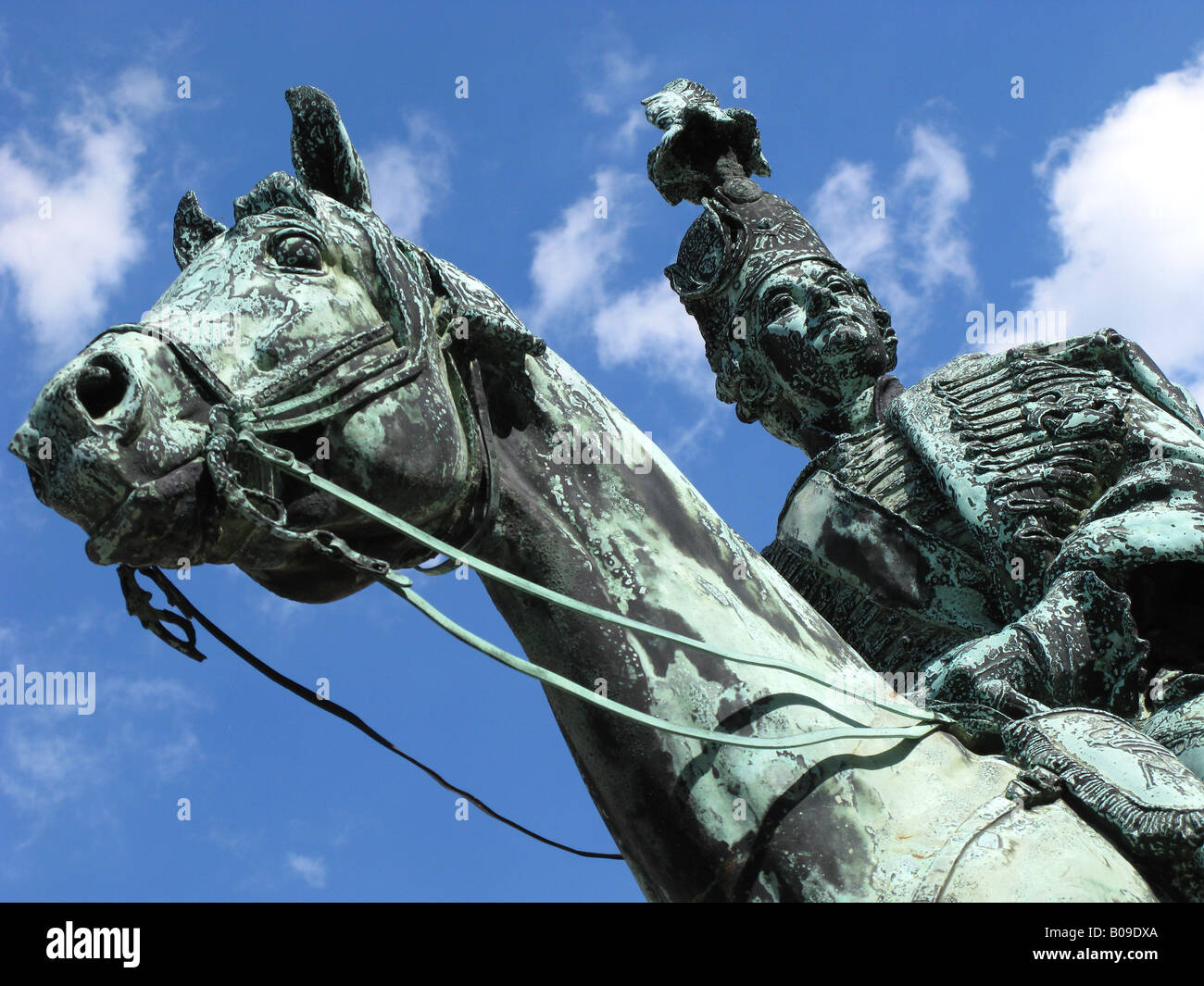 BUDAPEST, UNGHERIA. Statua su Uri Utca nel Varhegy quartiere del Castello di Buda. Foto Stock