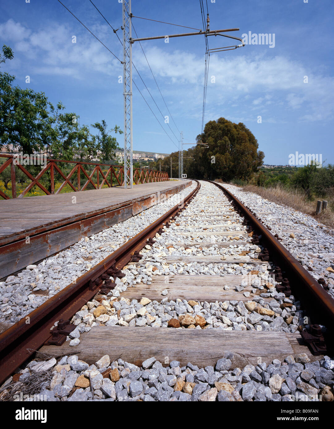 Tracce ferroviarie Agrigento, Sicilia, Italia UE. Foto Stock