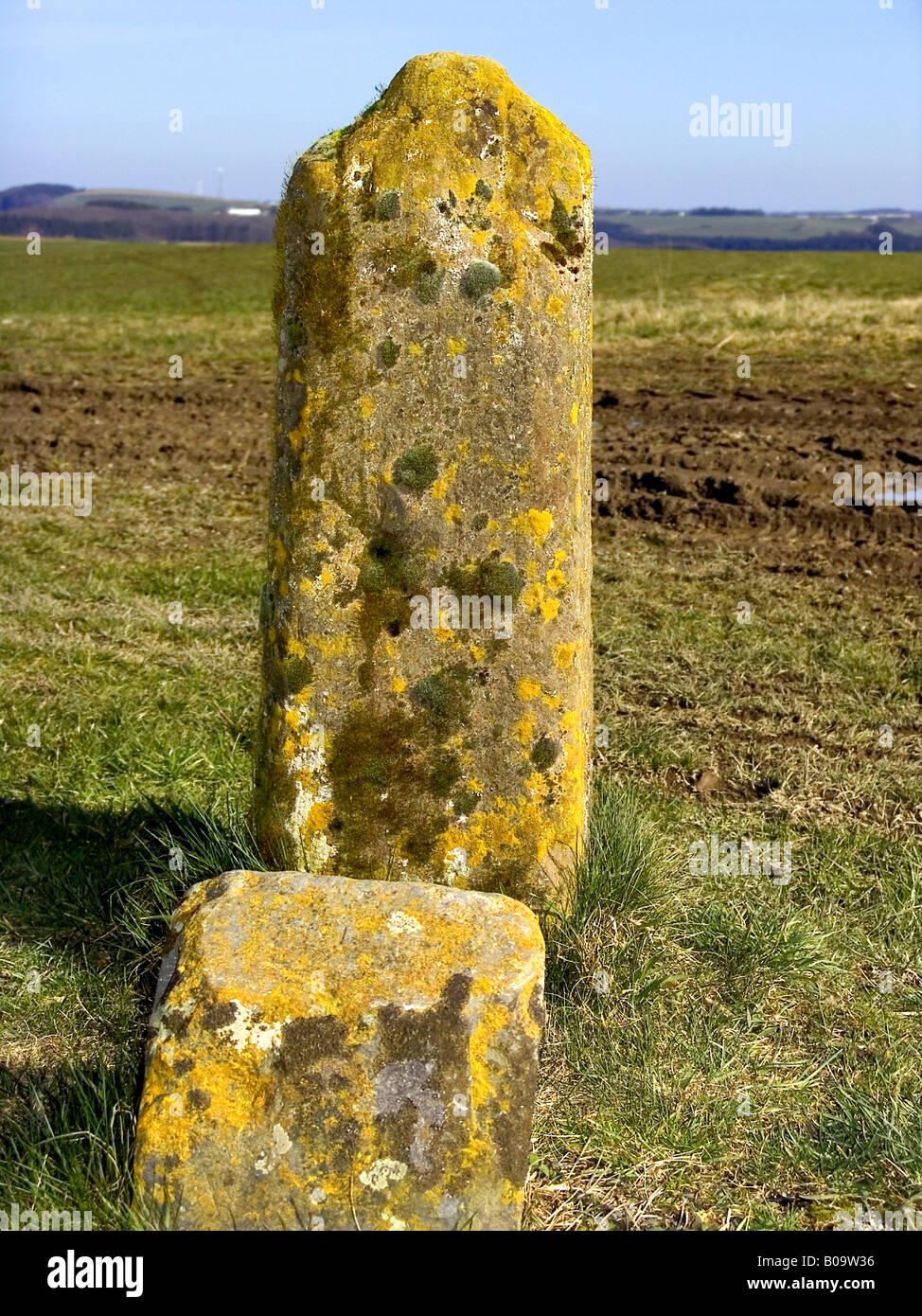 Pietra di confine tra il Belgio e il Lussemburgo, Vianden Foto Stock