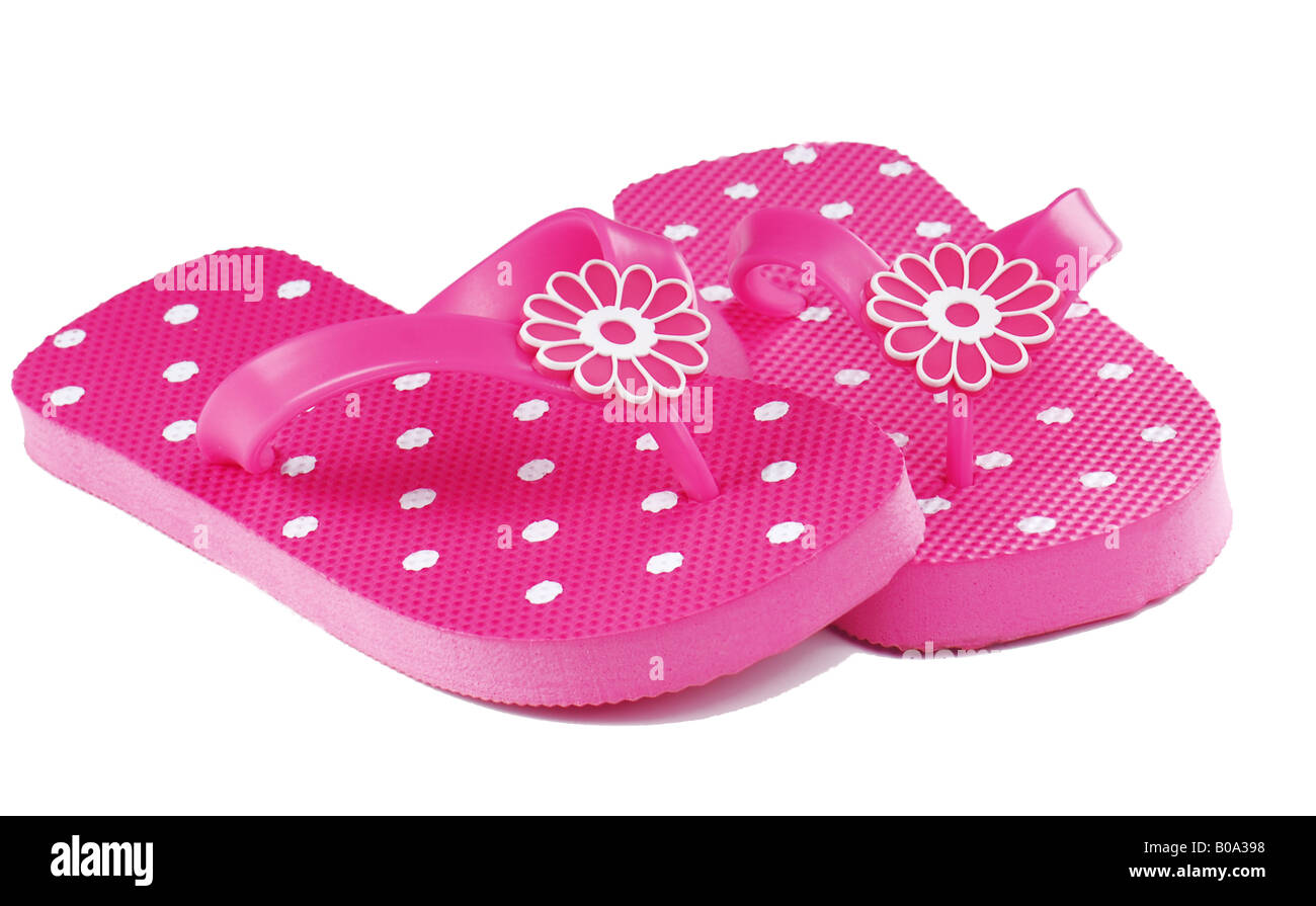 Rosa flip flop sandali con la Polka Dots Foto Stock
