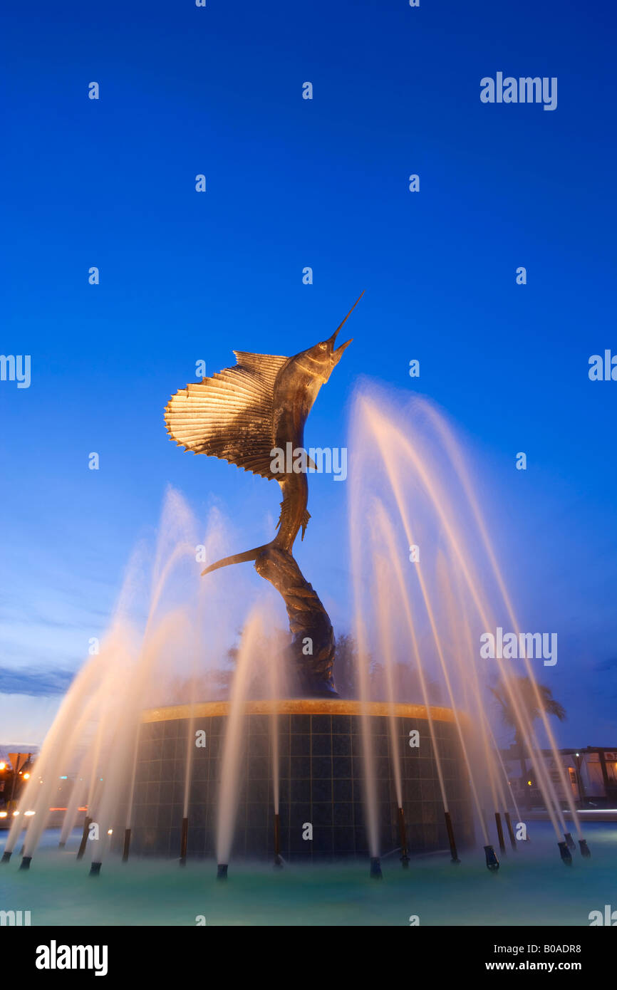 Sailfish fontana nel centro cittadino di Stuart, Florida, Stati Uniti d'America Foto Stock