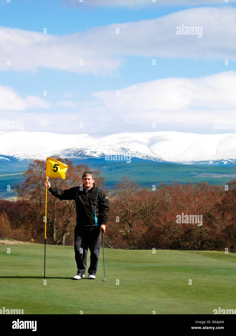Inverno verdi a Kingussie Campo da golf, Scozia Foto Stock