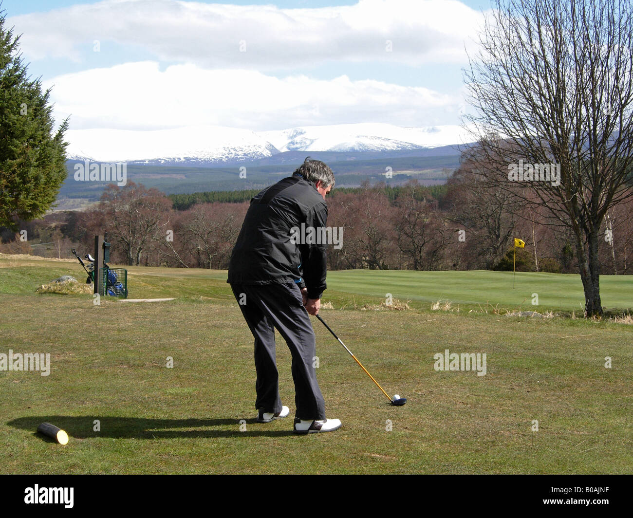 Inverno verdi a Kingussie Campo da golf, Scozia Foto Stock
