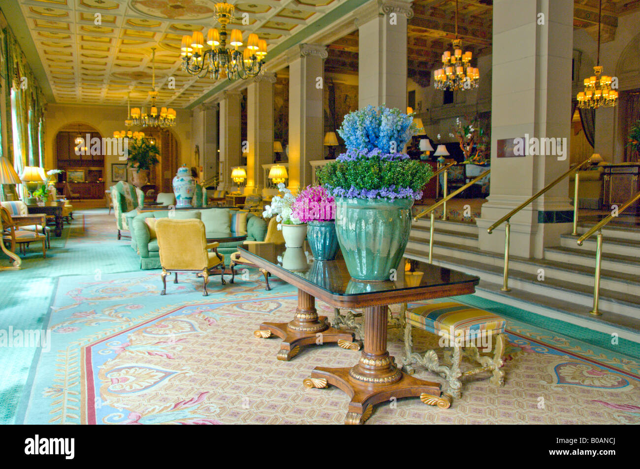 Una elegante area salotto al Breakers hotel in Palm Beach Florida USA Foto Stock
