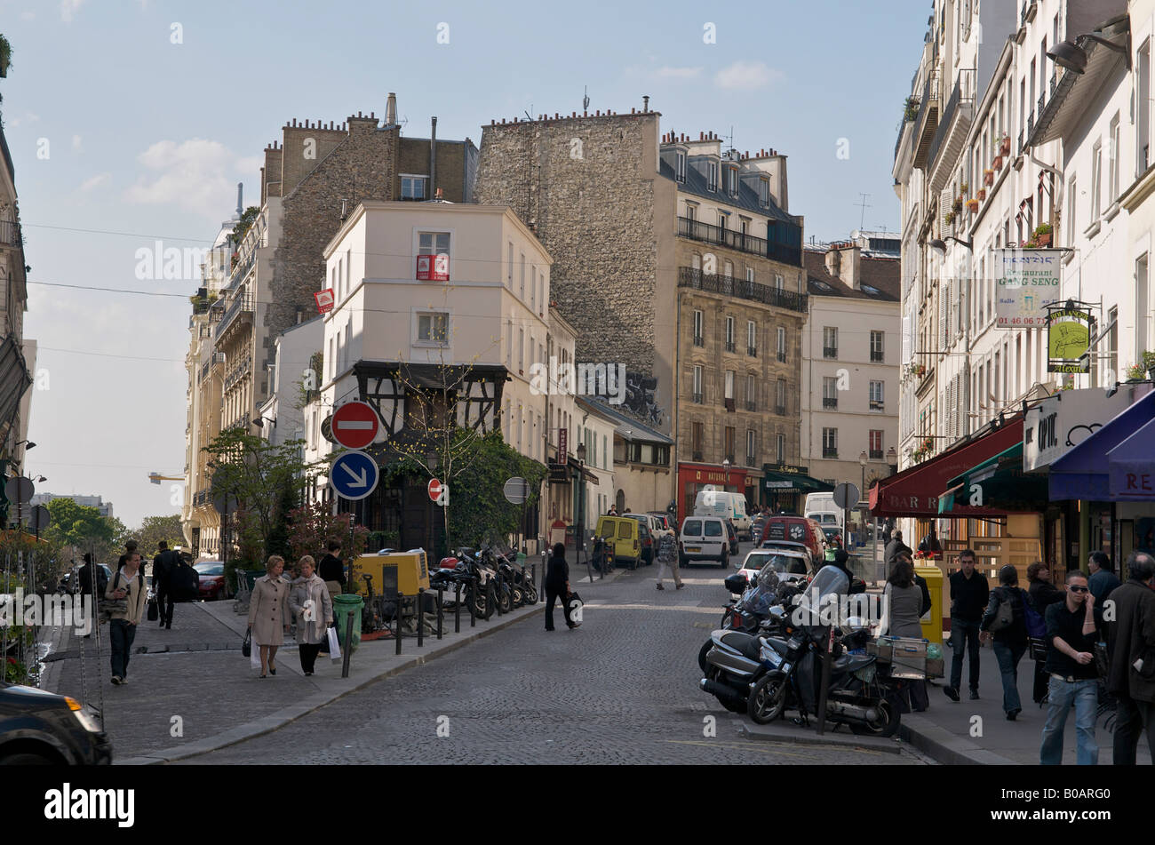 Rue Lepic Montmatre a Parigi Foto Stock