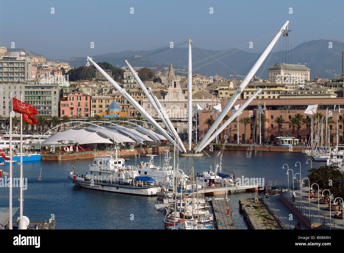 Italia Liguria Genova il Porto Antico ristrutturato con Renzo Piano progetto Foto Stock