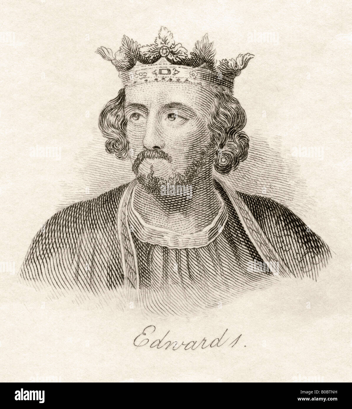 Edward i, noto anche come Longshank, 1239 - 1307. Re d'Inghilterra. Dal libro Crabbs Historical Dictionary, pubblicato nel 1825. Foto Stock