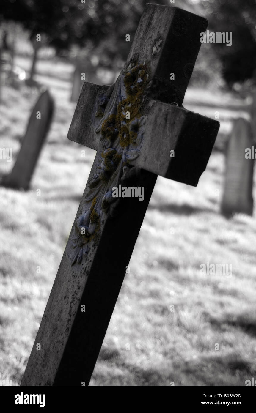La pietra tombale pendente. Foto Stock
