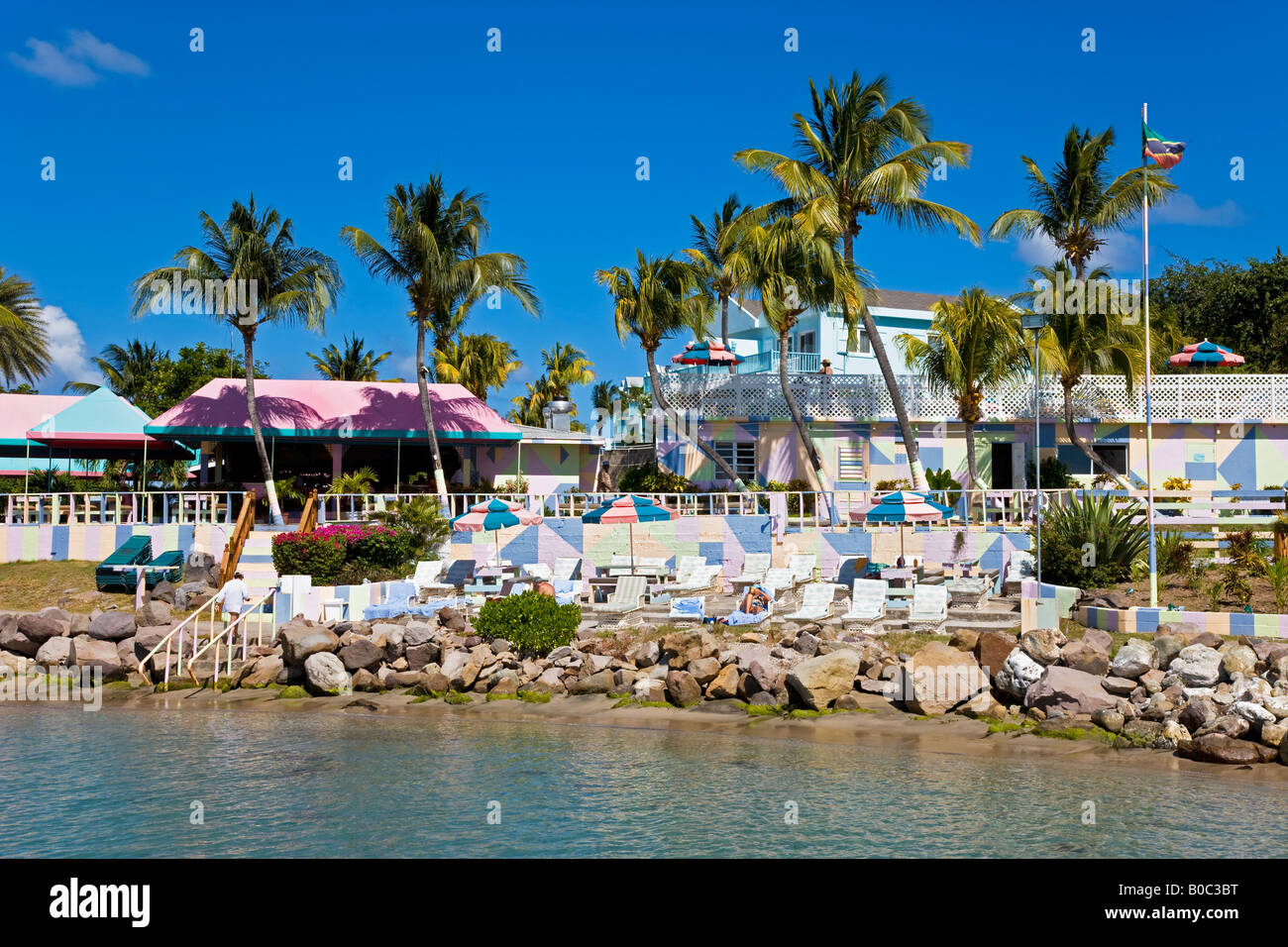 West Indies, Caraibi, Piccole Antille, Isole Sottovento, St Kitts e Nevis, Frigate Bay Beach, Timothy Beach resort (PReleased Foto Stock