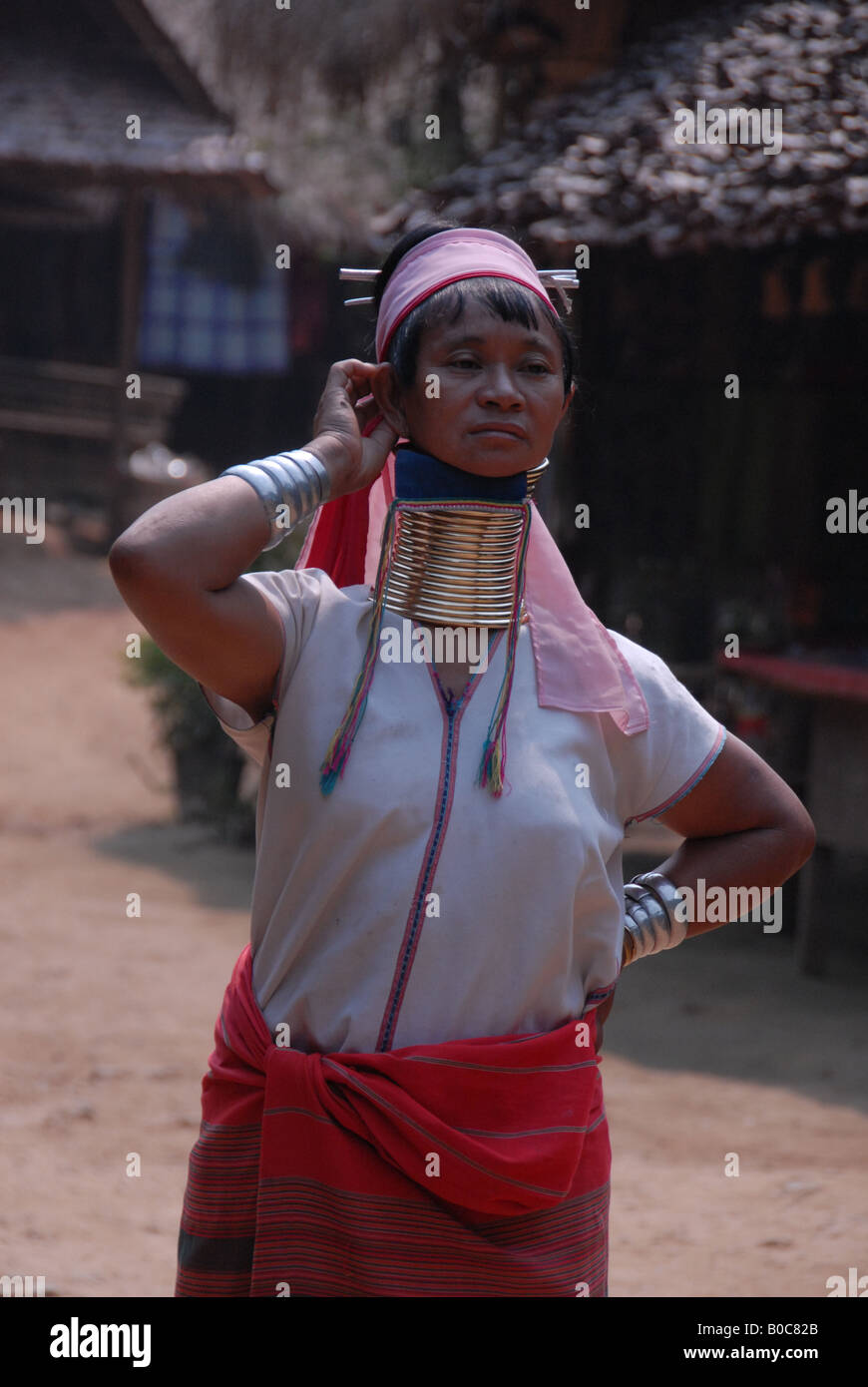 Lungo collo karen donna, Mae Hong Son, Thailandia Foto Stock