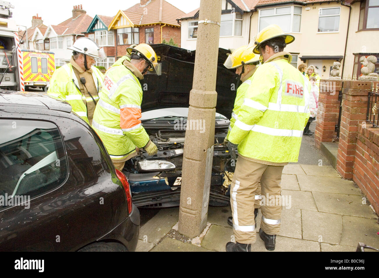 Simulazione di incidente stradale Foto Stock