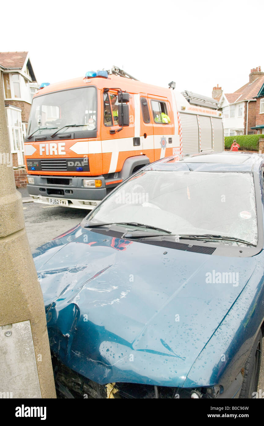 Simulazione di incidente stradale Foto Stock