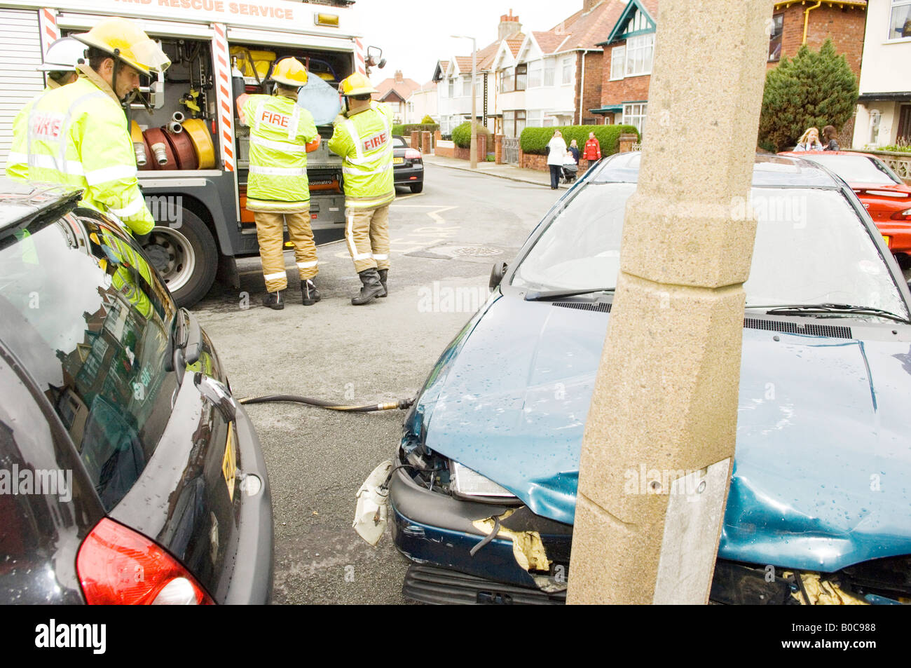 Simulazione di incidente stradale Foto Stock