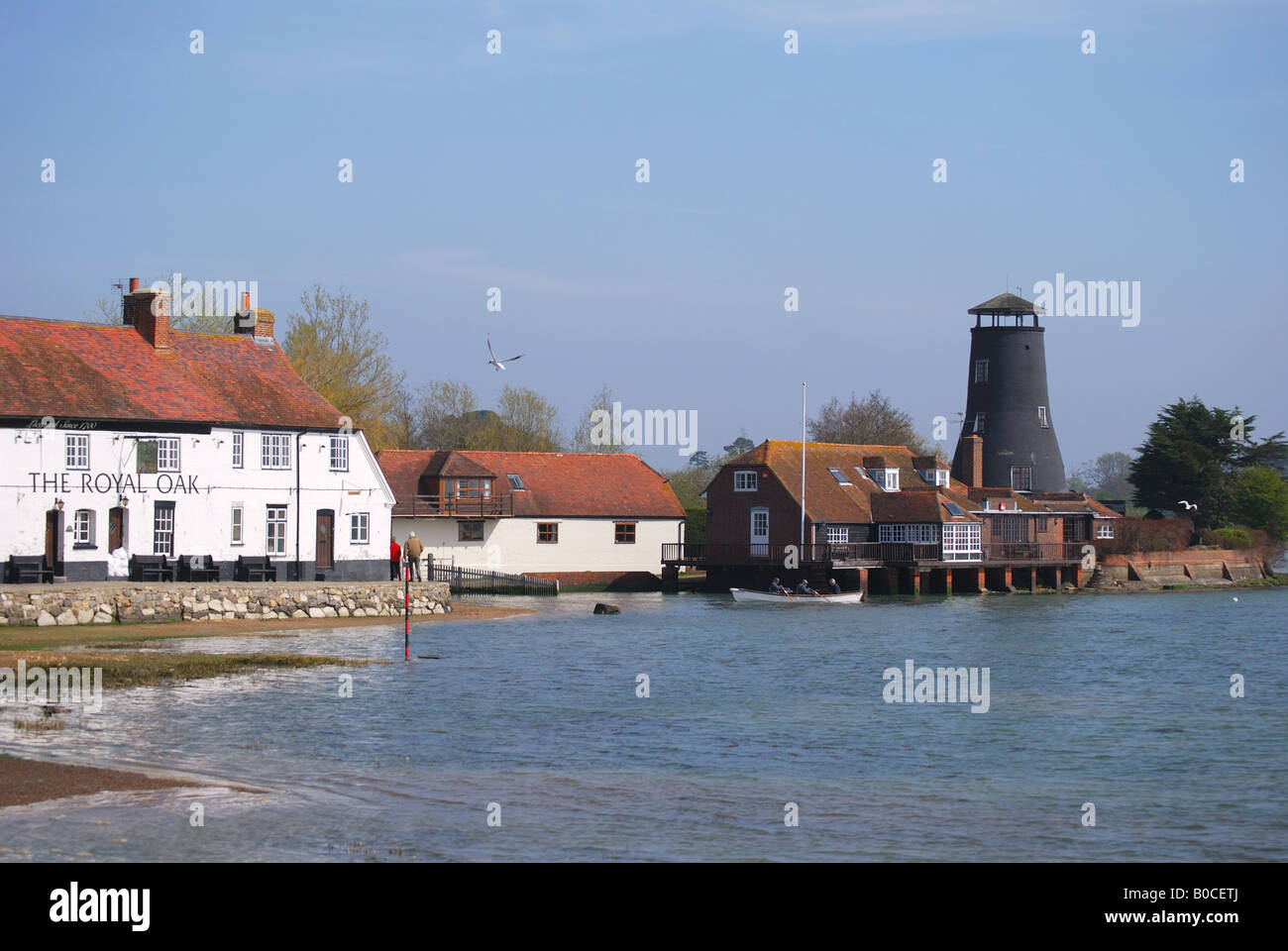 Langstone Mill e foreshore, Langstone, Hampshire, Inghilterra, Regno Unito Foto Stock