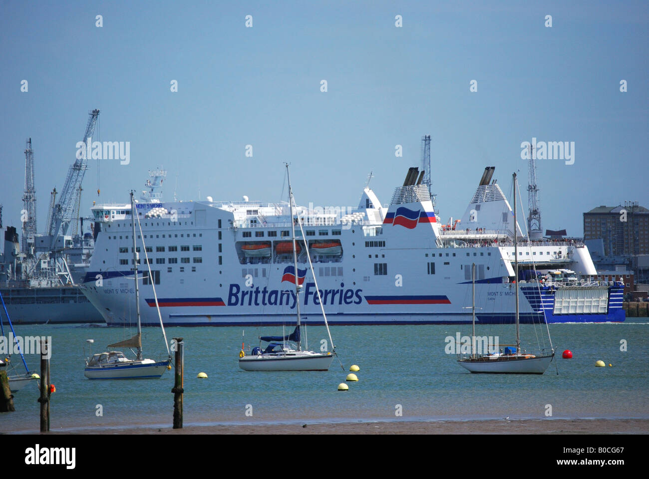 Brittany Ferries traghetto, Portsmouth Porto, Hampshire, Inghilterra, Regno Unito Foto Stock