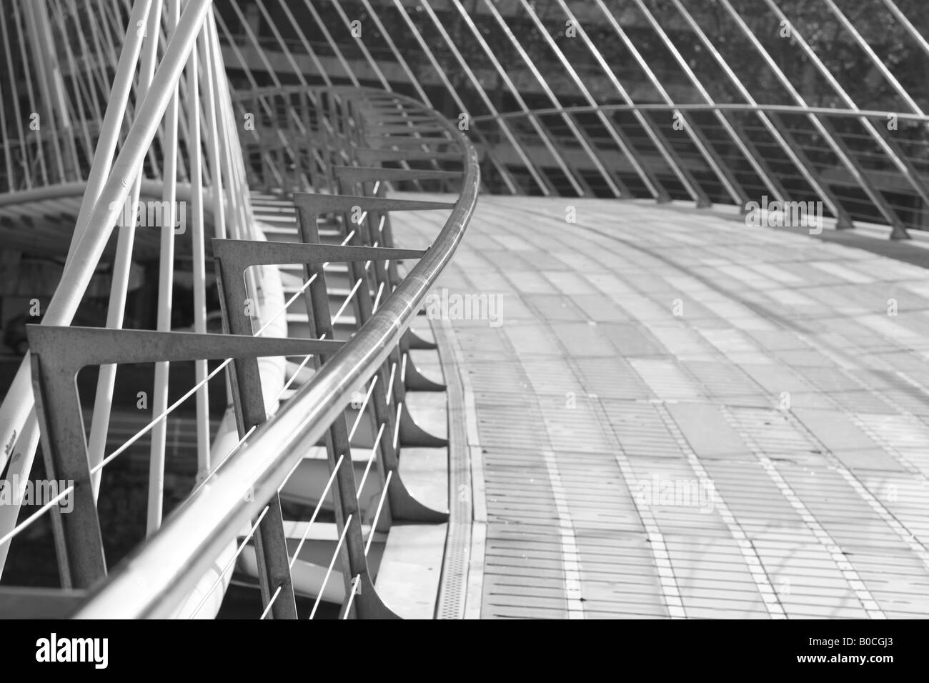 Puente Ponte Zubizuri progettato da Calatrava, Bilbao, Pais Vasco, Paesi Baschi Foto Stock