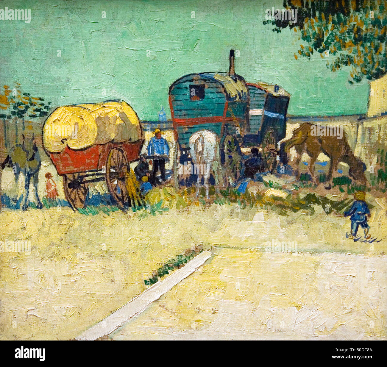 Accampamento di zingari con roulotte vicino a Arles dipinta nel 1888 da Vincent van Gogh Musee D'orsay Parigi Foto Stock