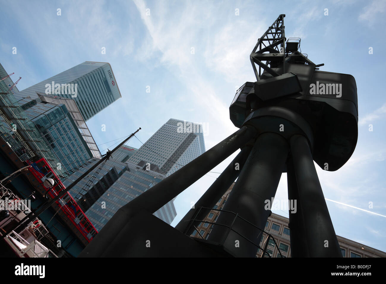 Canary Wharf - Storico gru a West India Dock. Foto Stock