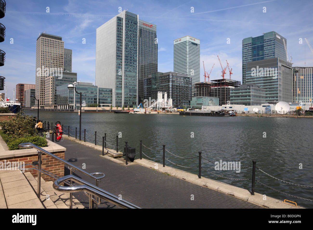 Canary Wharf - West India Dock. Foto Stock