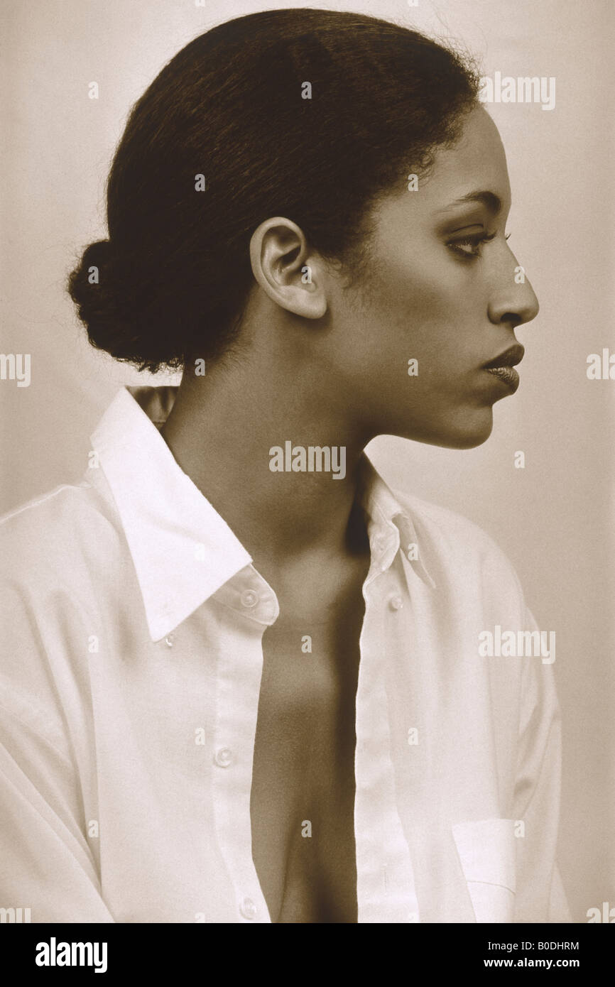 Profilo di una donna nera Foto Stock