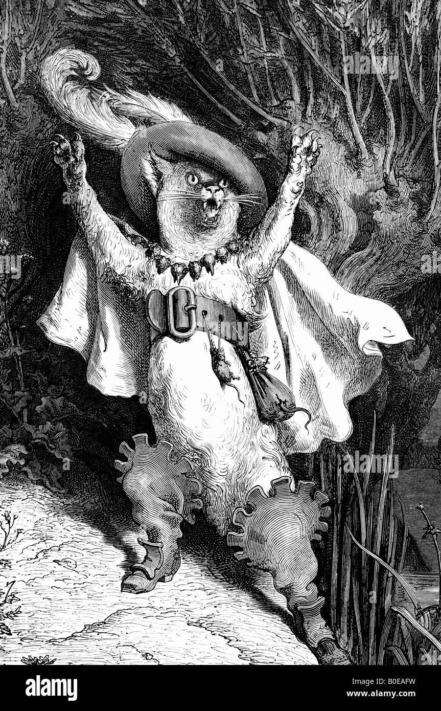 Incisione di Gustave Dore illustrazione Puss In Boots Foto Stock