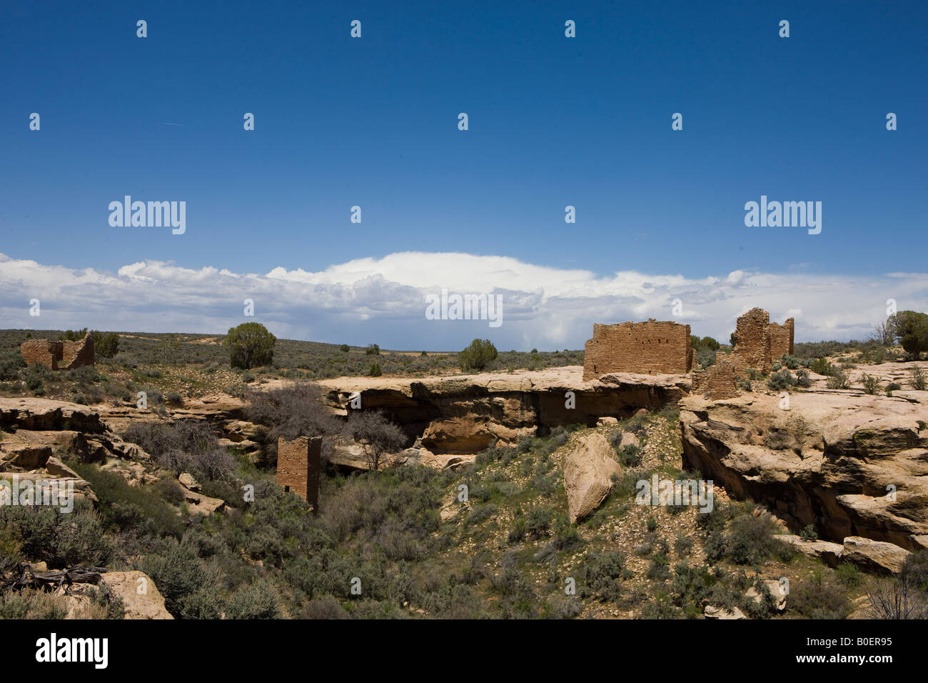 Canyon e rovine a Hovenweep National Monument Colorado e Utah - il sito protegge 6 preistorica era dei Pueblo villaggi. Foto Stock