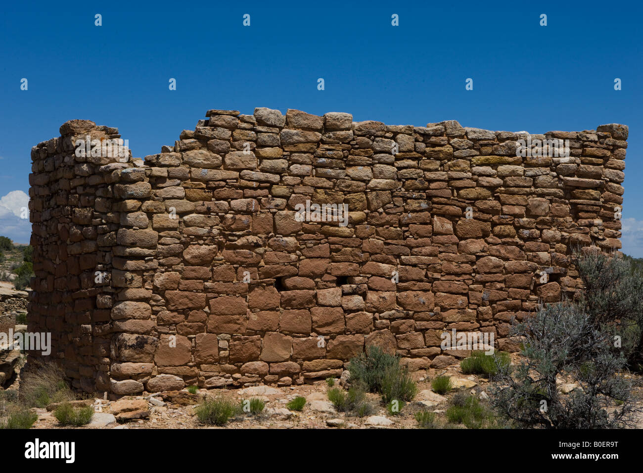 Rim Rock House rovine a Hovenweep National Monument Colorado e Utah - il sito protegge 6 preistorica era dei Pueblo villaggi. Foto Stock