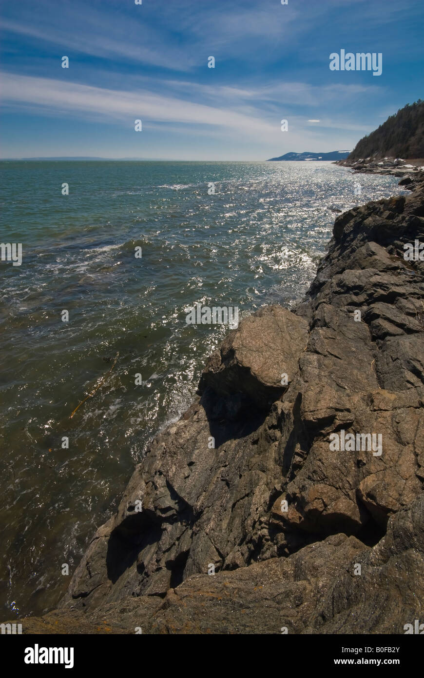 St Lawrence River Coast nella regione di Charlevoix, Canada Foto Stock